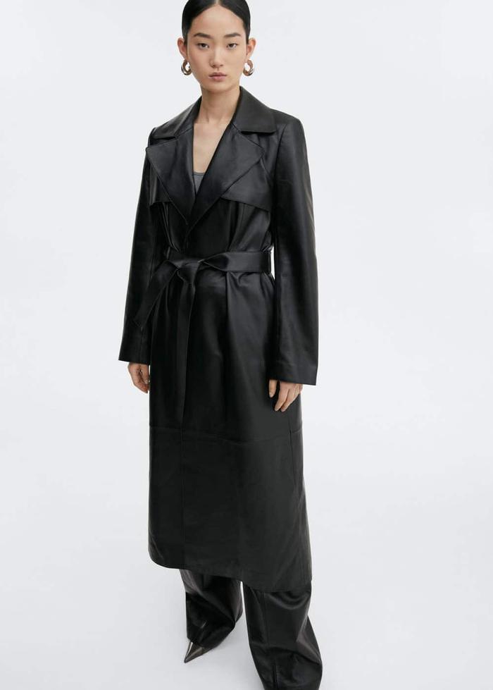 Mango 100% Leather Trench Coat