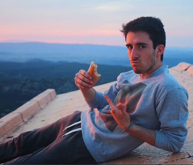 By some stroke of luck, Fabien Accidini (pictured), a chiropractic student from Toulouse, was driving along a road while delivering medicines in the mountainous region of Aude when he spotted Alex walking along in pouring rain at around 2am on Wednesday