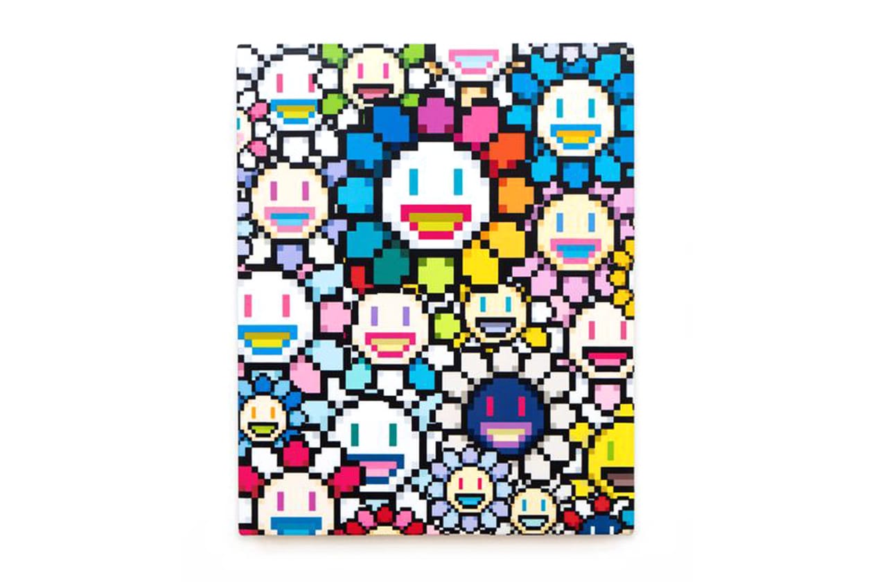 Check Out Takashi Murakami's Vibrant 'Still Lifes with Flowers' Exhibit kiki mr dob painting acrylic art shangai perrotin lucky cat vibrant flower 