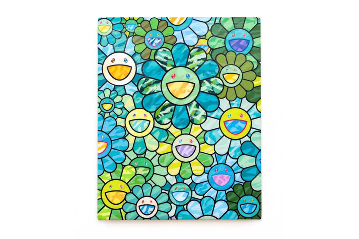 Check Out Takashi Murakami's Vibrant 'Still Lifes with Flowers' Exhibit kiki mr dob painting acrylic art shangai perrotin lucky cat vibrant flower 