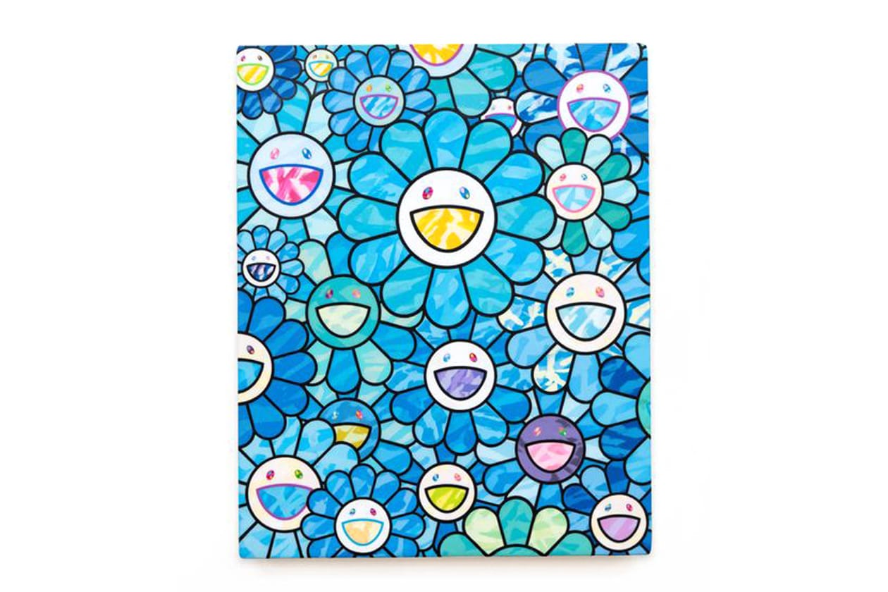 Check Out Takashi Murakami's Vibrant 'Still Lifes with Flowers' Exhibit kiki mr dob painting acrylic art shangai perrotin lucky cat vibrant flower 