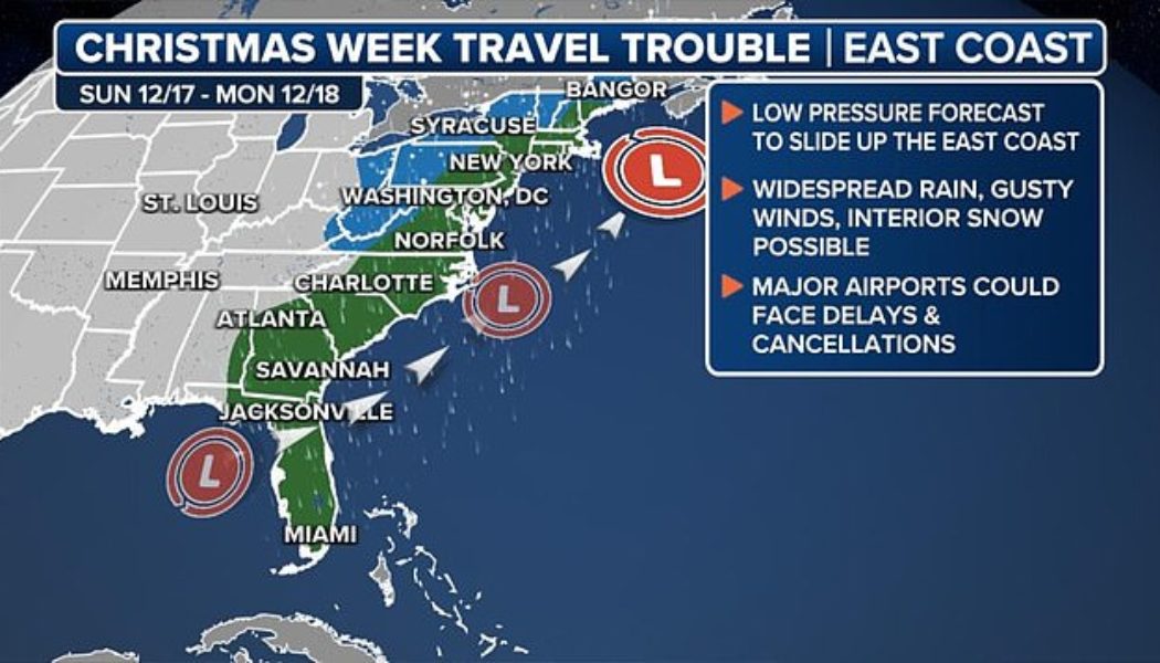 East Coast braces for messy, wet weekend as two storms move up coast