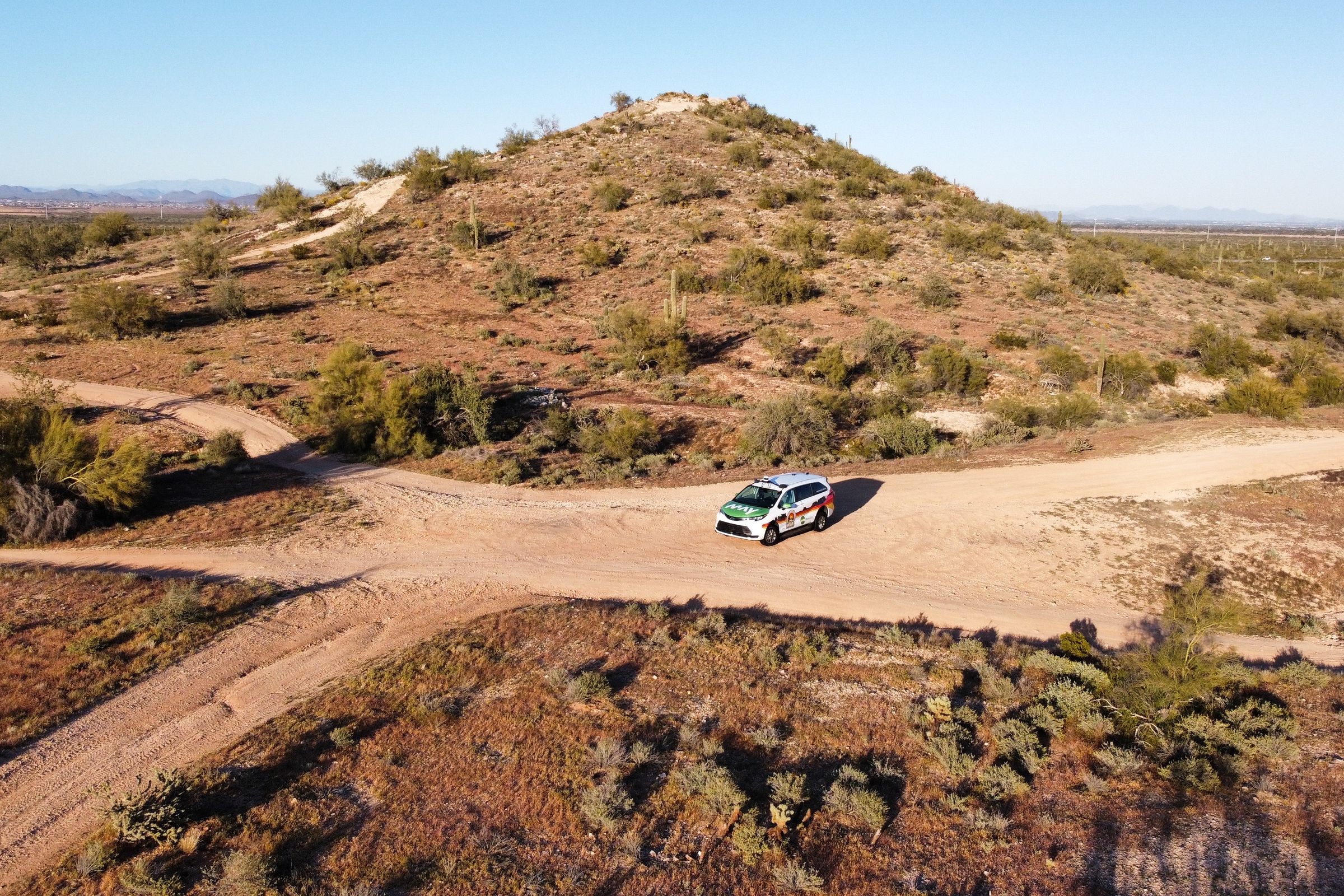 May Mobility autonomous vehicle in the desert