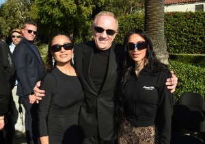 Salma Hayek, François-Henri Pinault and Kim Kardashian at Balenciaga Ready To Wear Fall 2024 held on December 2, 2023 in Los Angeles, California.