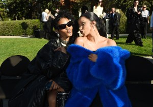 Teyana Taylor and Cardi B at Balenciaga Ready To Wear Fall 2024 held on December 2, 2023 in Los Angeles, California.