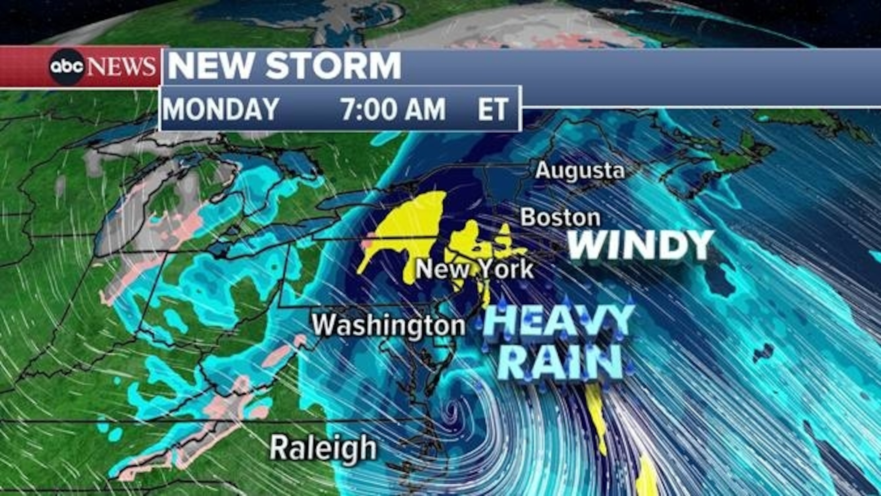 PHOTO: New storm approaching the northeast on Monday.