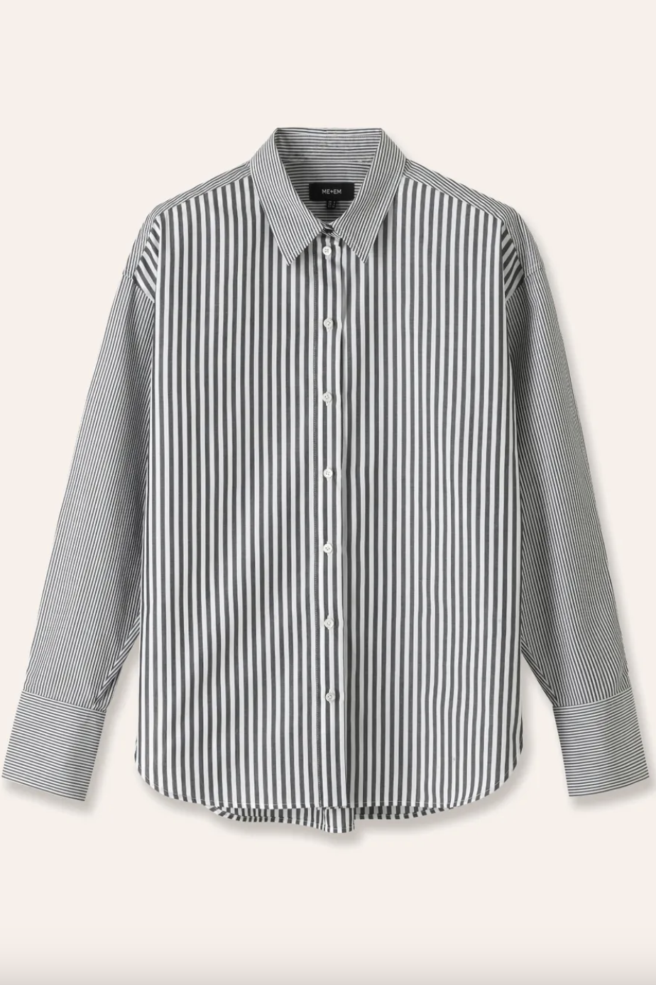 Cotton Mixed Stripe Boyfriend Shirt