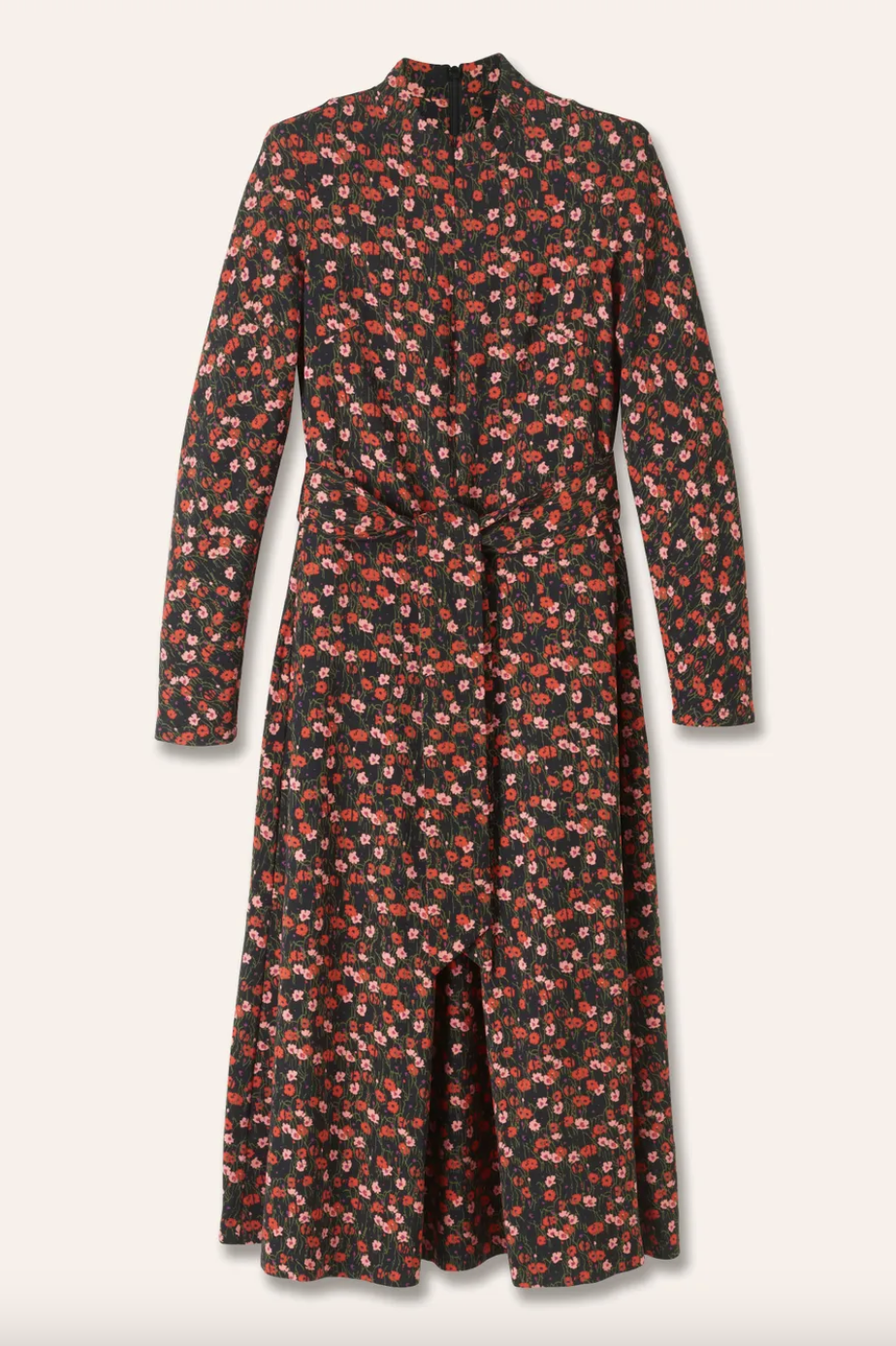 Flower Meadow Print Midi Dress + Belt