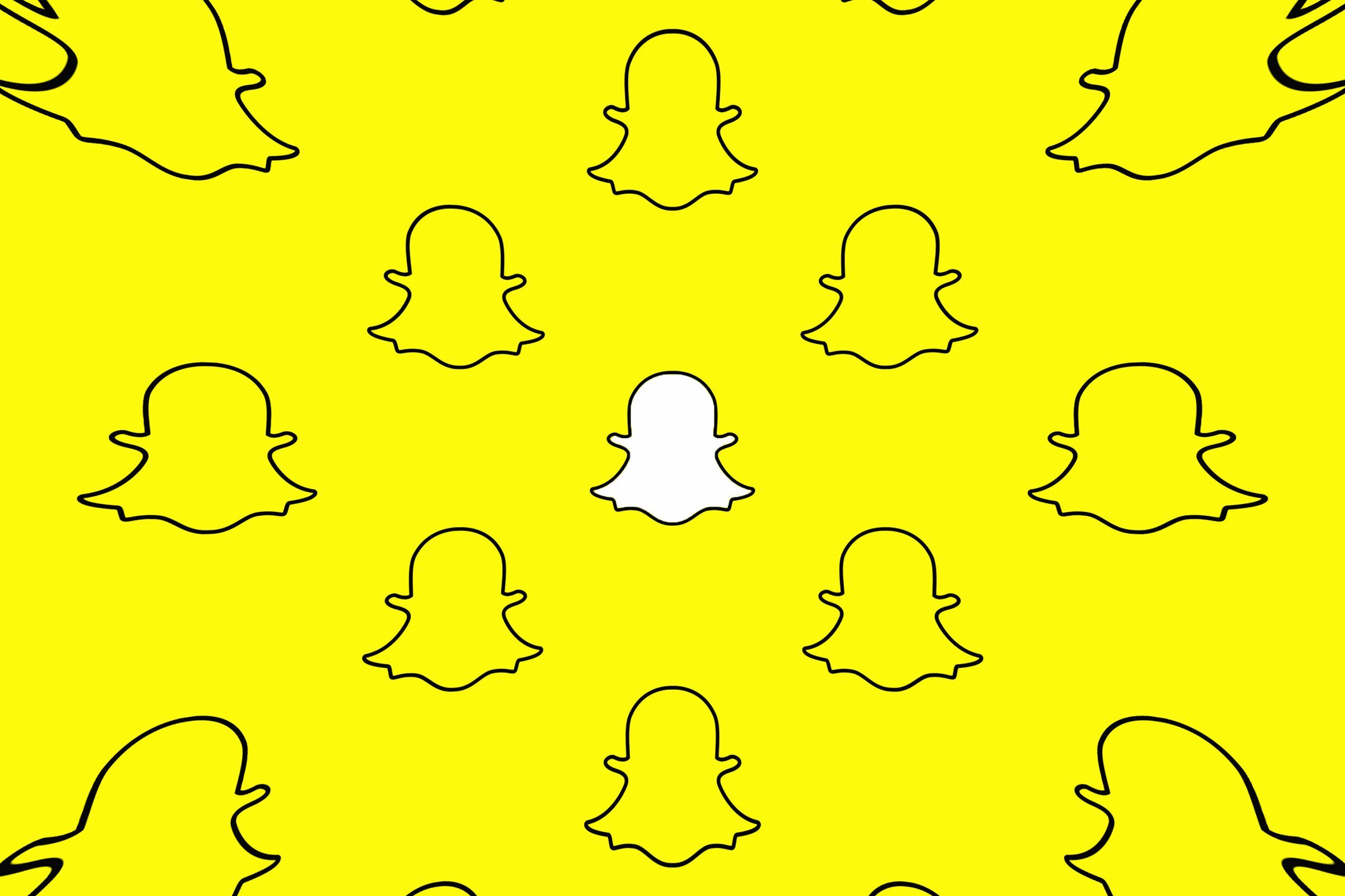 The Snapchat white ghost logo on a bright yellow background.