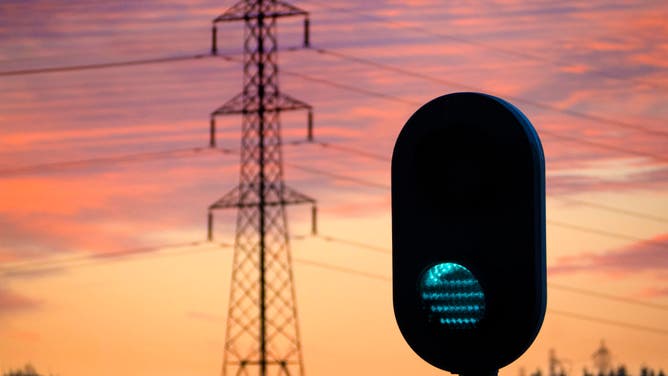 A signal light just outside Radley's railway station in Oxfordshire,