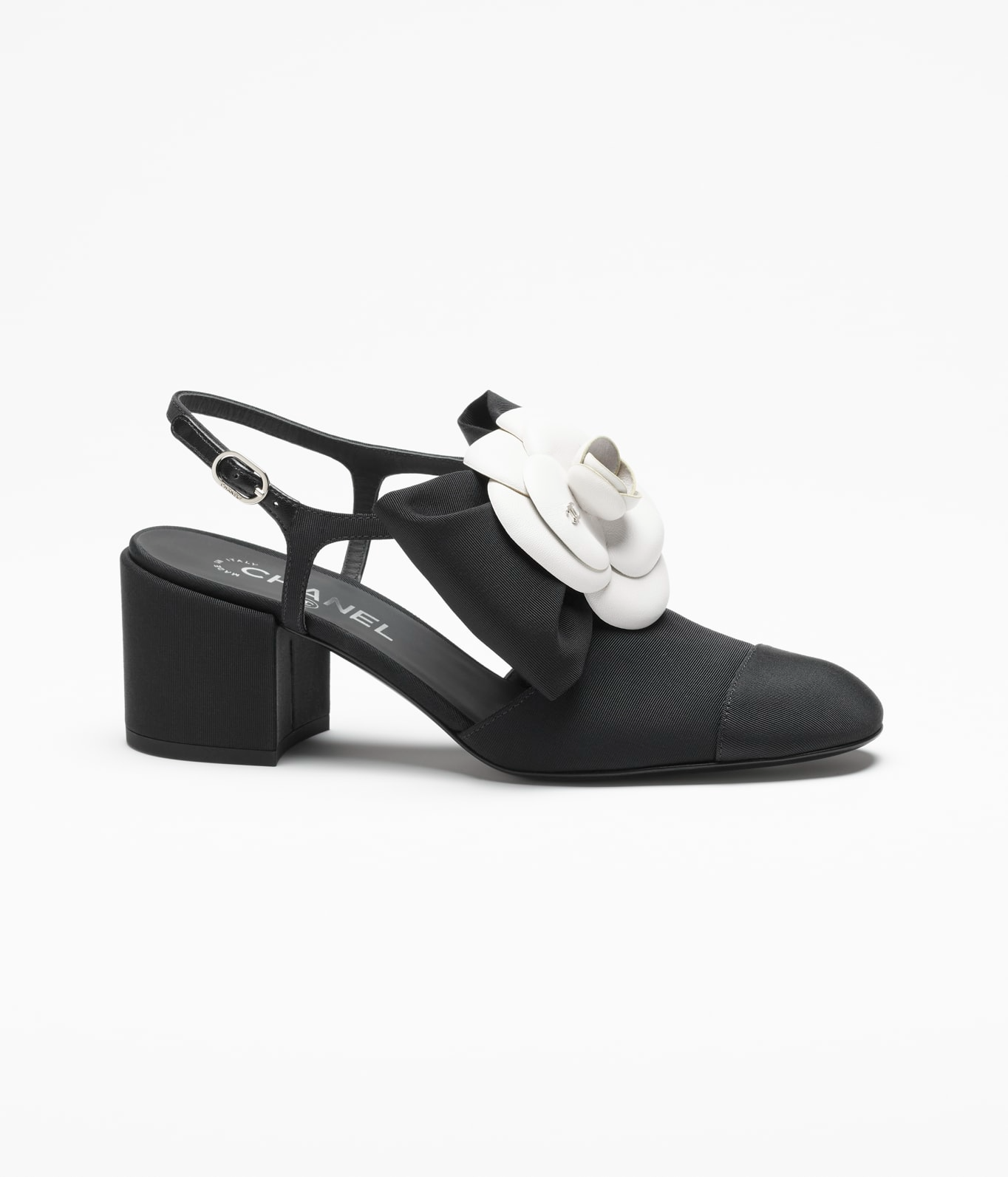 Sling-Back Grosgrain & Lambskin Black