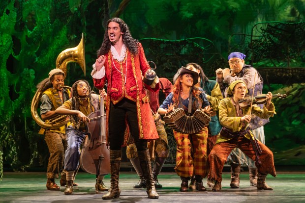 Cody Garcia as Captain Hook and cast members of a new production of the Tony Award-winning Broadway musical "Peter Pan," which will premiere with performances Dec. 6 - 31, 2023 at St. Paul's Ordway Theater. (Matthew Murphy / NETworks Presentations)