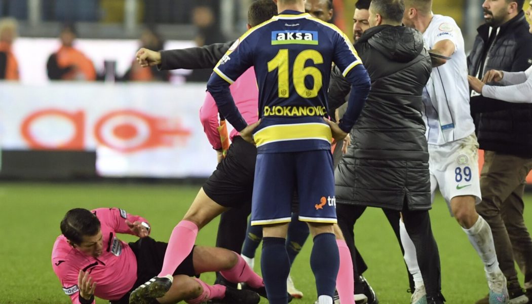 Turkish club president arrested and league games suspended after referee is punched at match