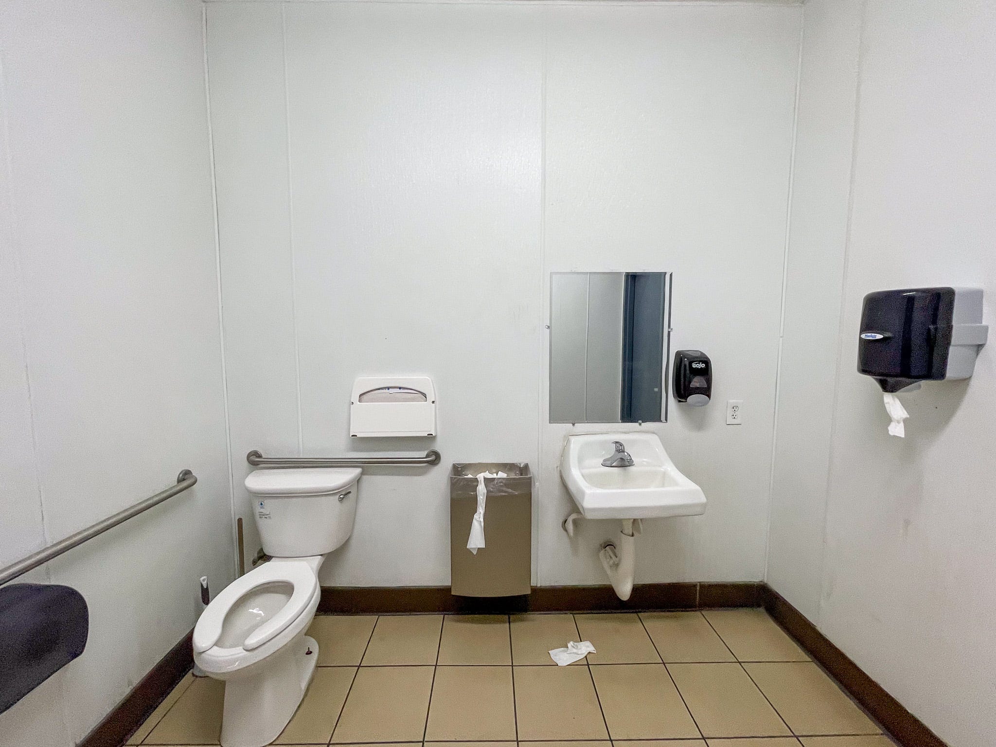 A gas station bathroom.