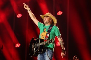 NASHVILLE, TENNESSEE - JUNE 10: Jason Aldean performs on stage during day three of CMA Fest 2023 at Nissan Stadium on June 10, 2023 in Nashville, Tennessee. (Photo by Terry Wyatt/WireImage,)