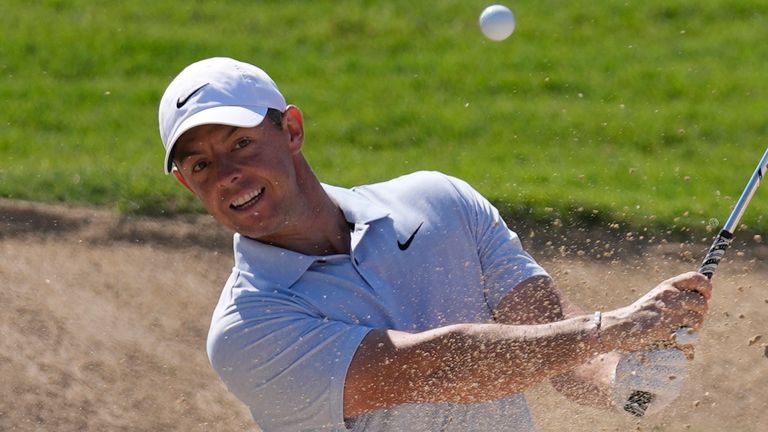 Rory McIlroy of Northern Ireland plays his second shot on the 1st hole during the second round of Dubai Invitational golf tournament, in Dubai, United Arab Emirates, Friday, Jan. 12, 2024. (AP Photo/Kamran Jebreili)