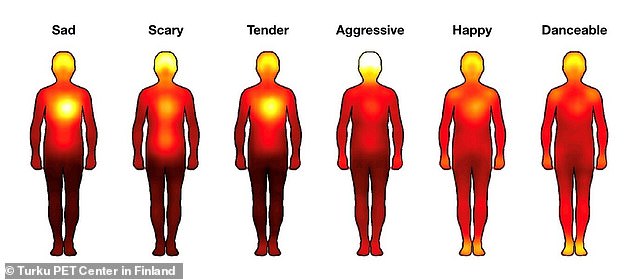 Scientists have revealed exactly where in the body different types of music are felt. Somewhat unsurprisingly, sad songs evoke a response in the heart and the pit of the stomach. Meanwhile, aggressive songs really do get us hot-headed