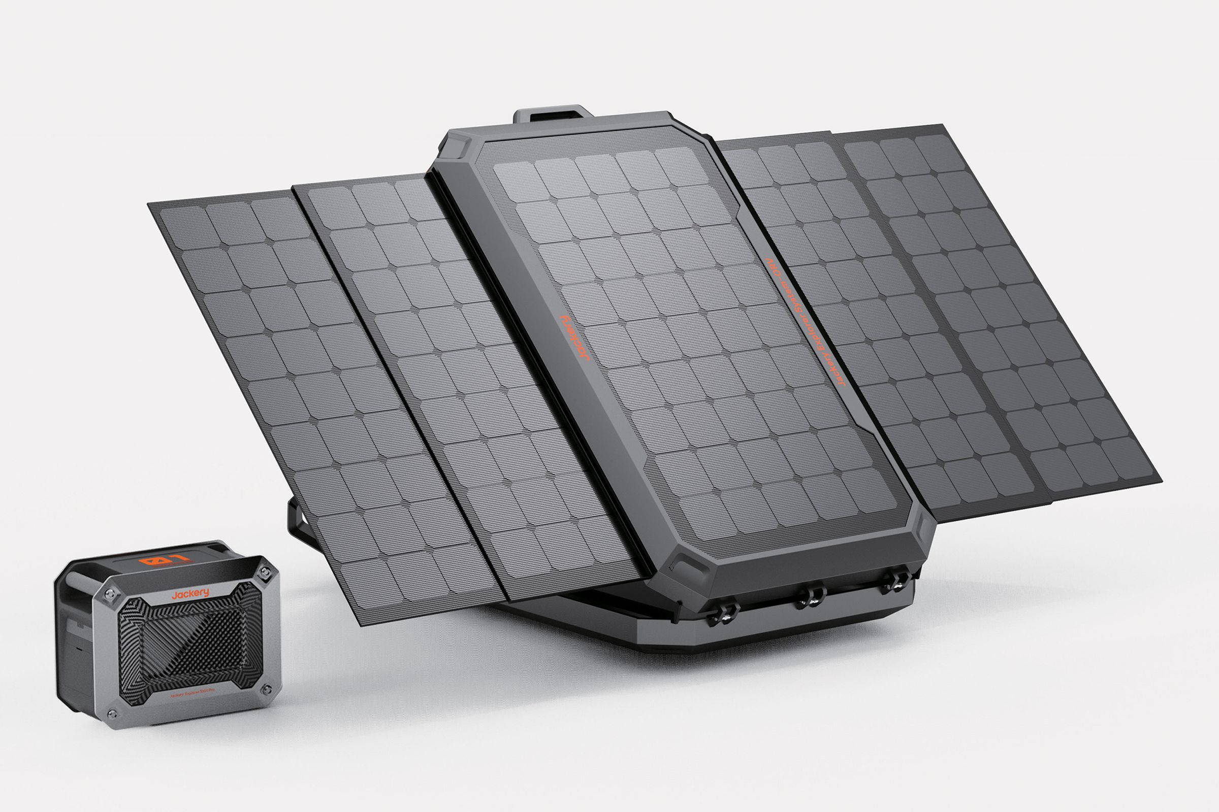 A closer look at the system with a portable battery that is not the Jackery E1000 Plus power station being shown at CES.