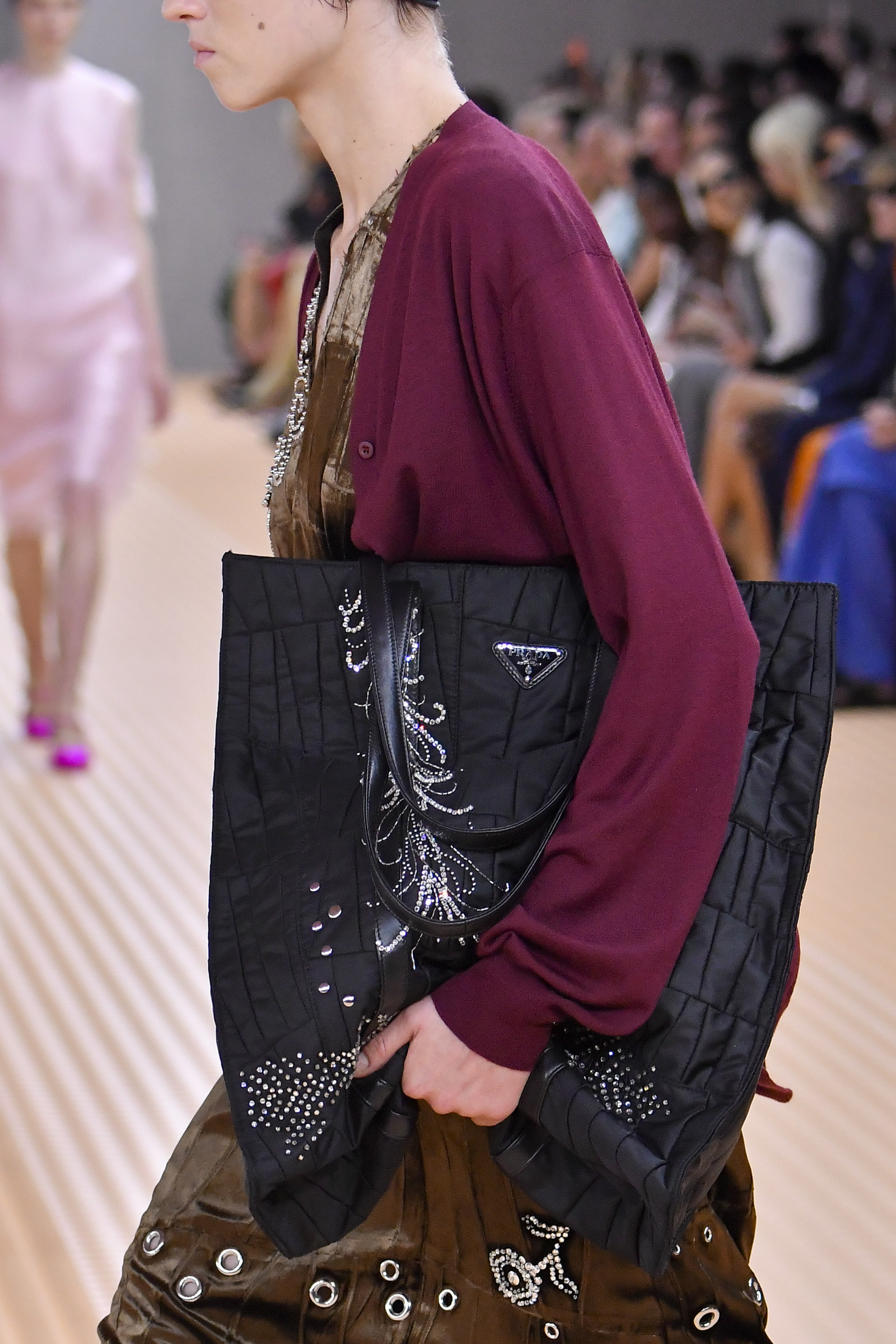 A model walks the runway during the Prada Ready to Wear Spring/Summer 2024 fashion show as part of the Milan Fashion Week on September 21, 2023 in Milan, Italy.