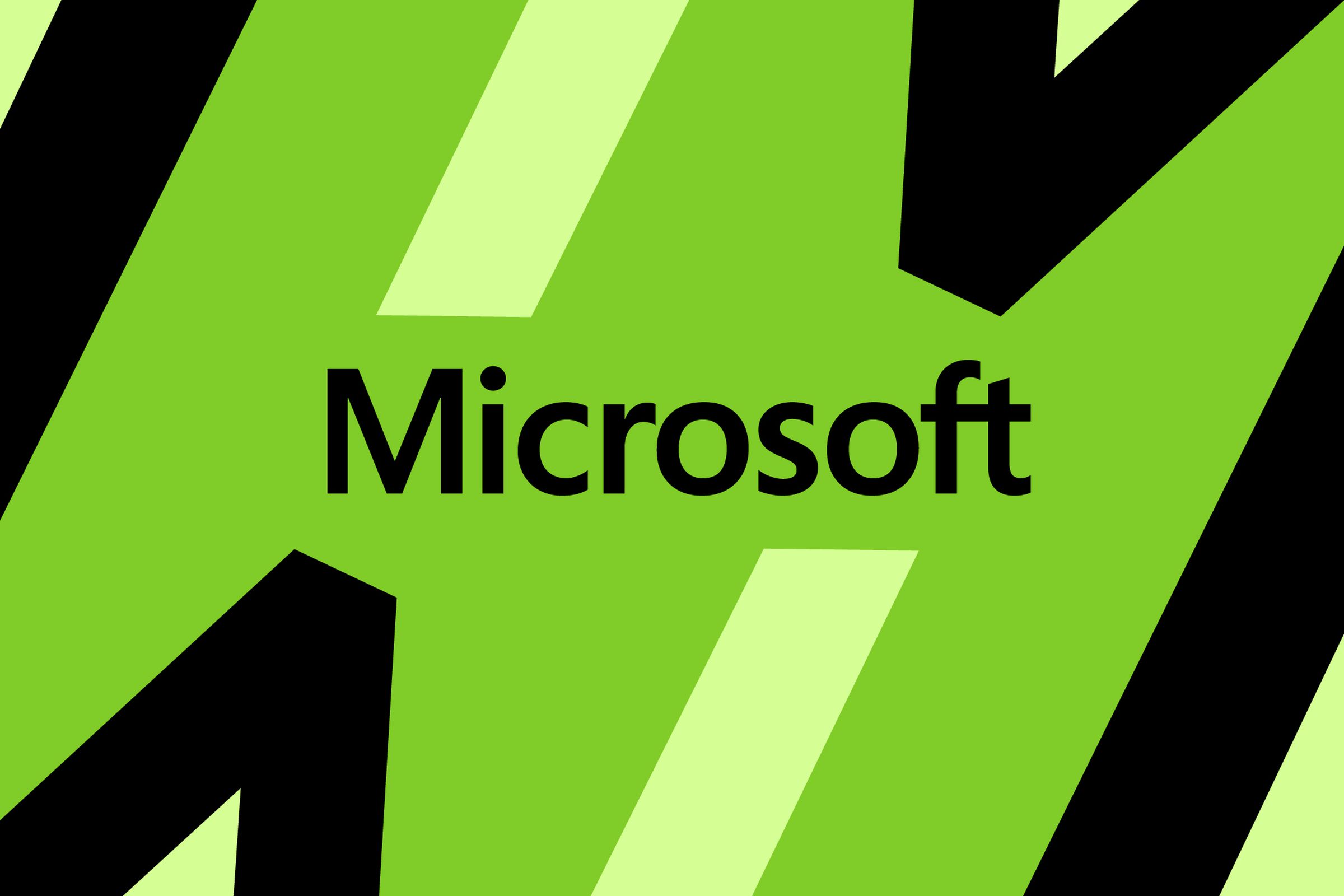 Illustration of the Microsoft wordmark on a green background