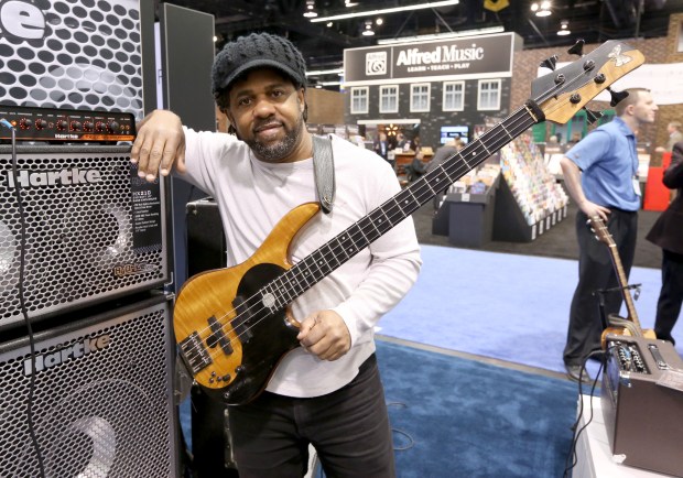 Bass palyer Victor Wooten poses for a picture during day 3 of the 2016 NAMM Show at the Anaheim Convention Center on Jan. 23, 2016 in Anaheim, California. (Photo by Jesse Grant/Getty Images for NAMM)