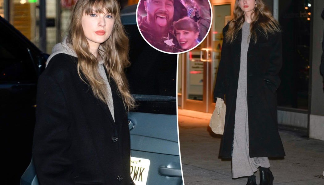 Taylor Swift bundles up in black coat outside NYC music studio after Travis Kelce engagement plan is revealed