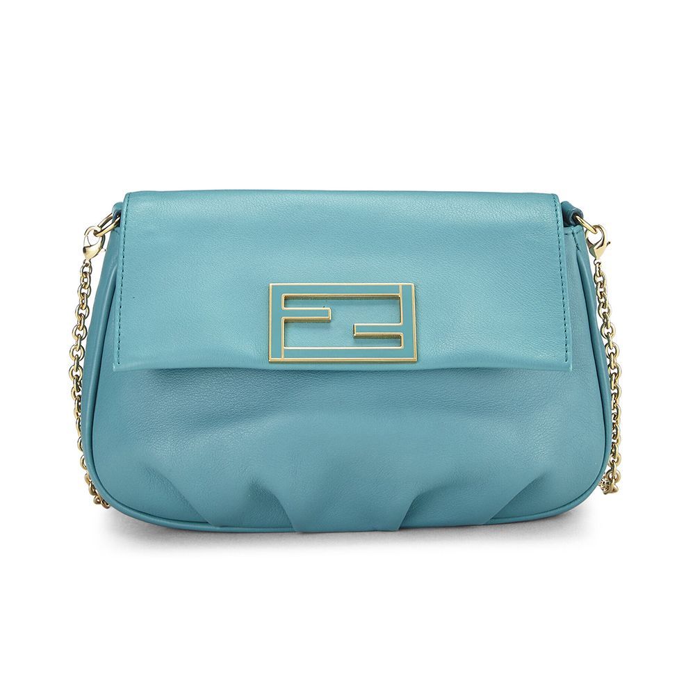 Blue Leather Fendista Crossbody