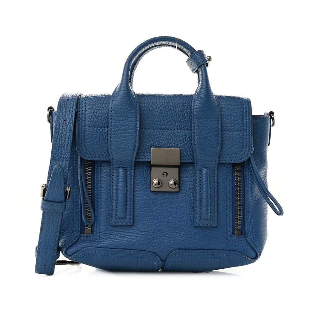 Textured Calfskin Mini Pashli Satchel Cerulean