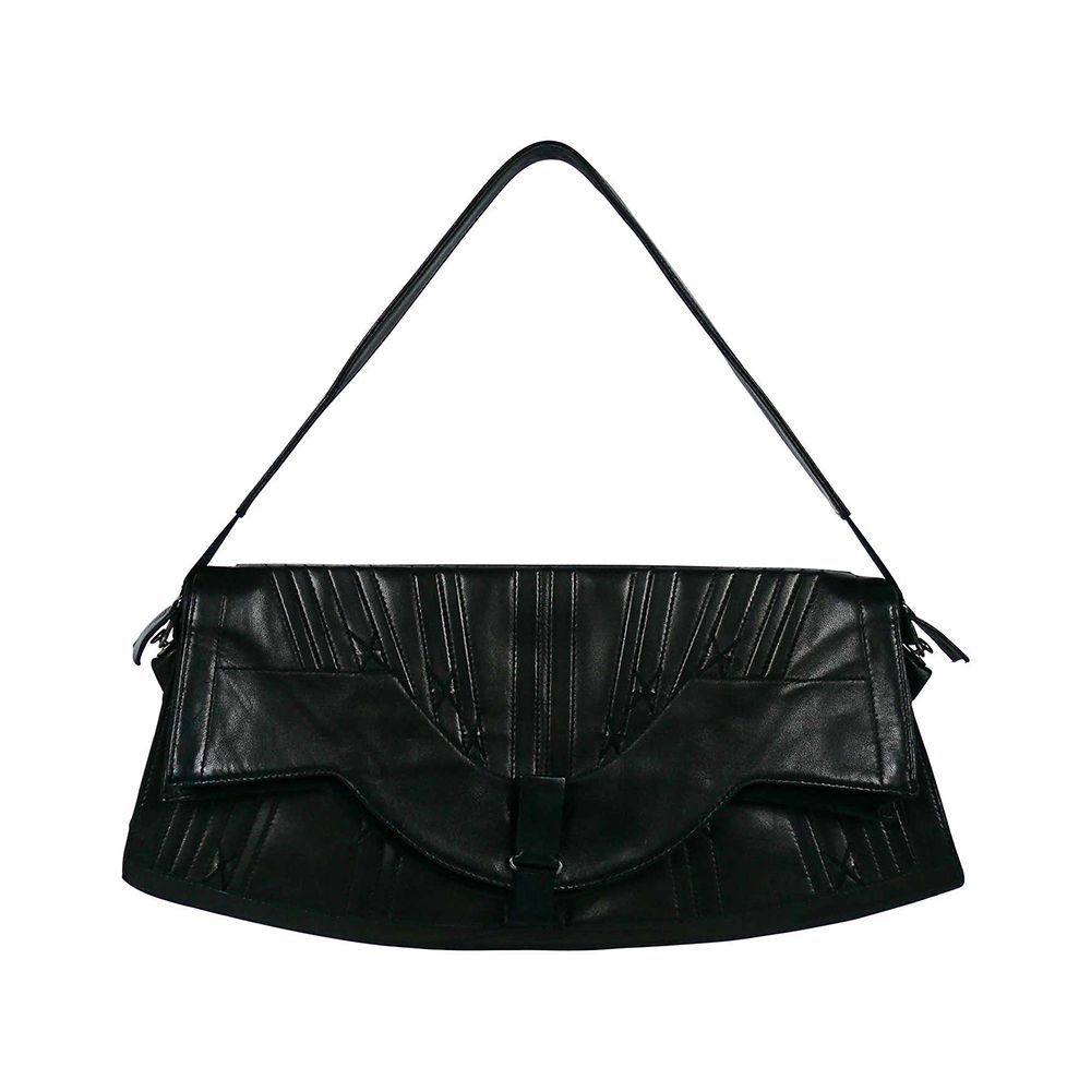 Vintage Black Lambskin Corset Bag Clutch