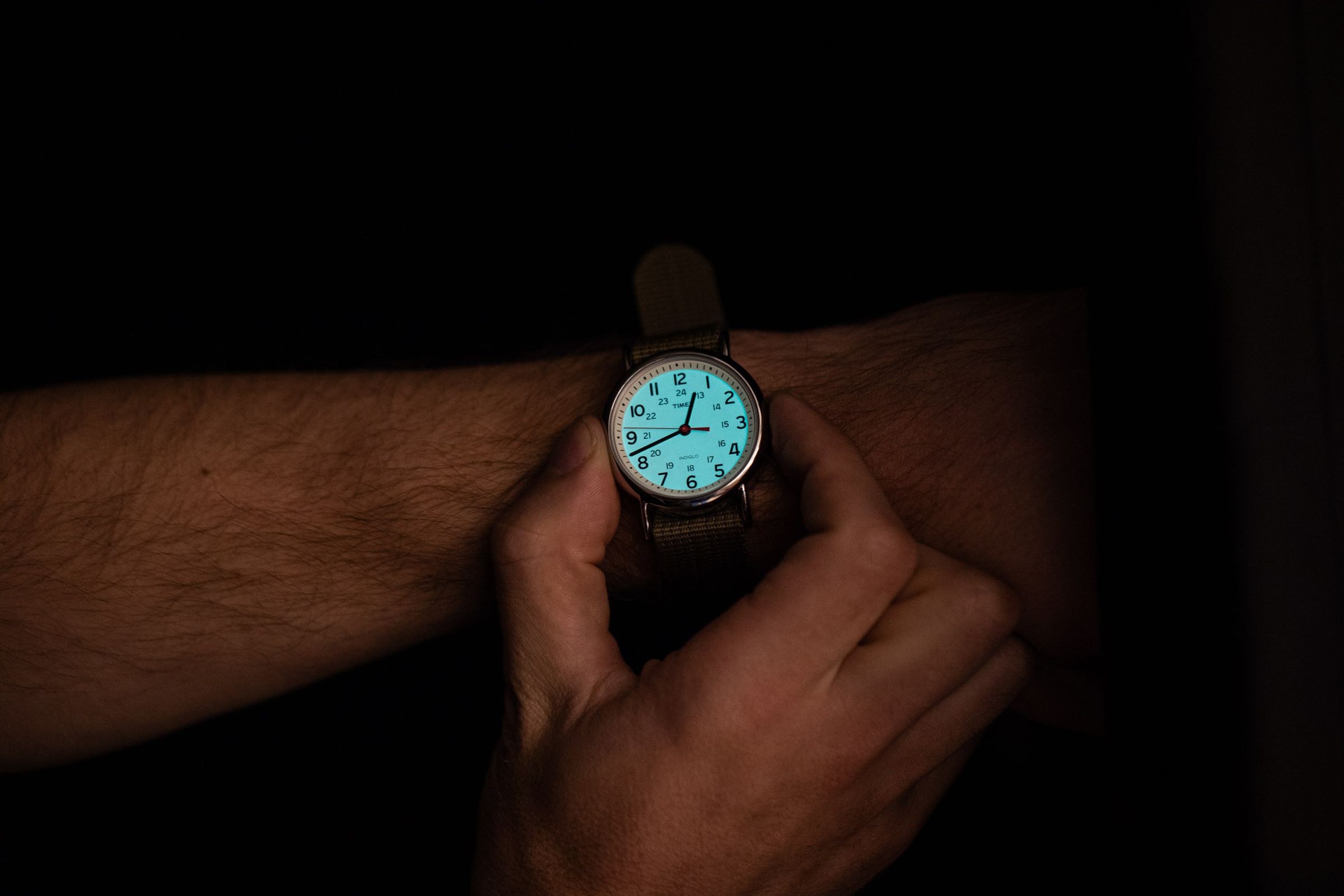 A new Indiglo watch, in the dark.