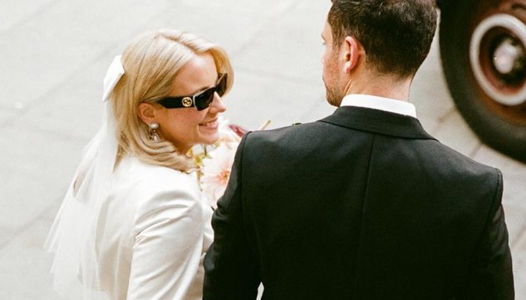 This Fashion Editor Wore a Silk Suit & Vintage Earrings for Her Two-Day Wedding