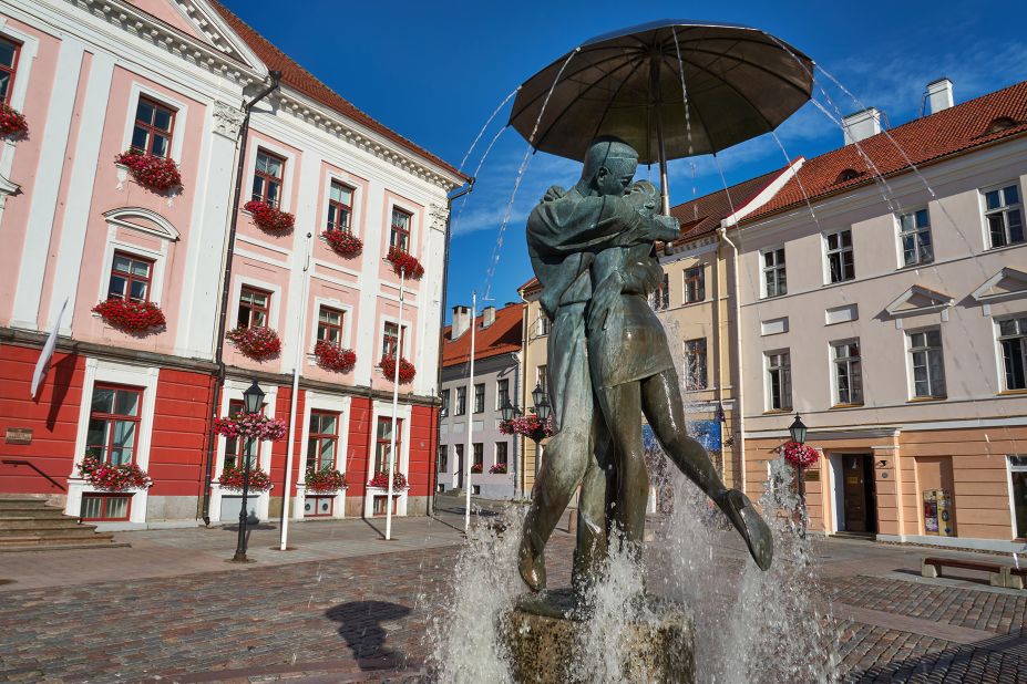 <strong>Tartu, Estonia: </strong>One of the most-loved landmarks in Tartu — a 2024 European Capital of Culture — is this statue of kissing students in Town Hall Square. ” class=”image__dam-img image__dam-img–loading” onload=”this.classList.remove(‘image__dam-img–loading’)” onerror=”imageLoadError(this)” height=”1233″ width=”1850″></picture>
    </div>
<div class=