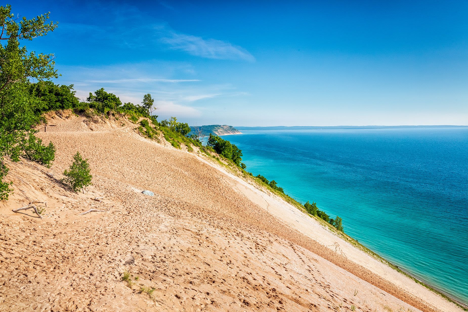 Sleeping Bear Dunes National Lakeshore along Lake Michigan - seriously high sand dune!