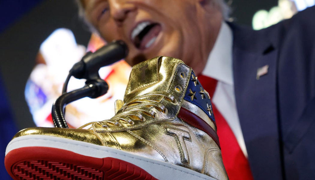 Donald Trump Booed At Sneaker Con While Selling Sneakers, X Clowns His Gold MAGA Fraud 1’s