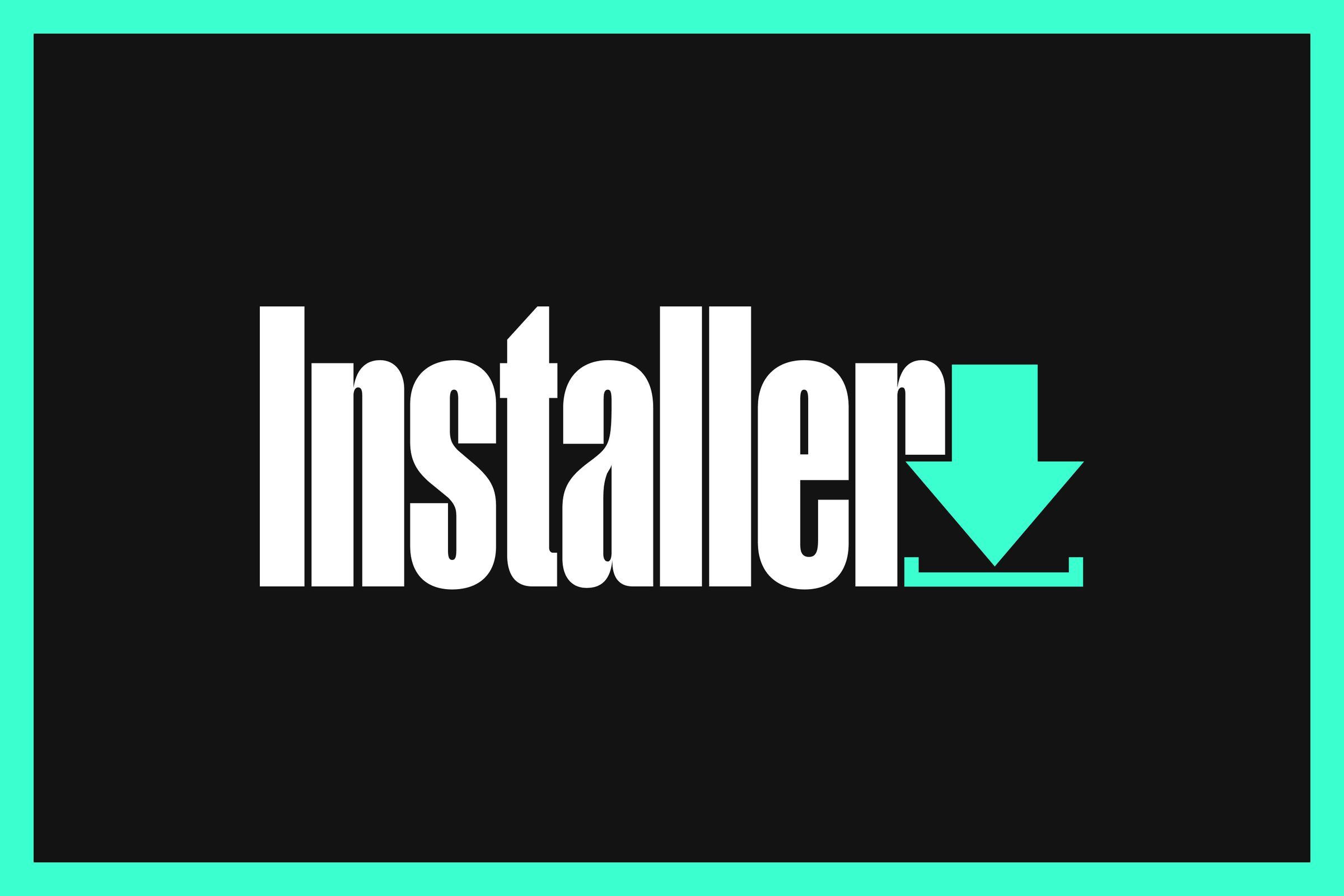 An illustration of the Installer logo on a black background.