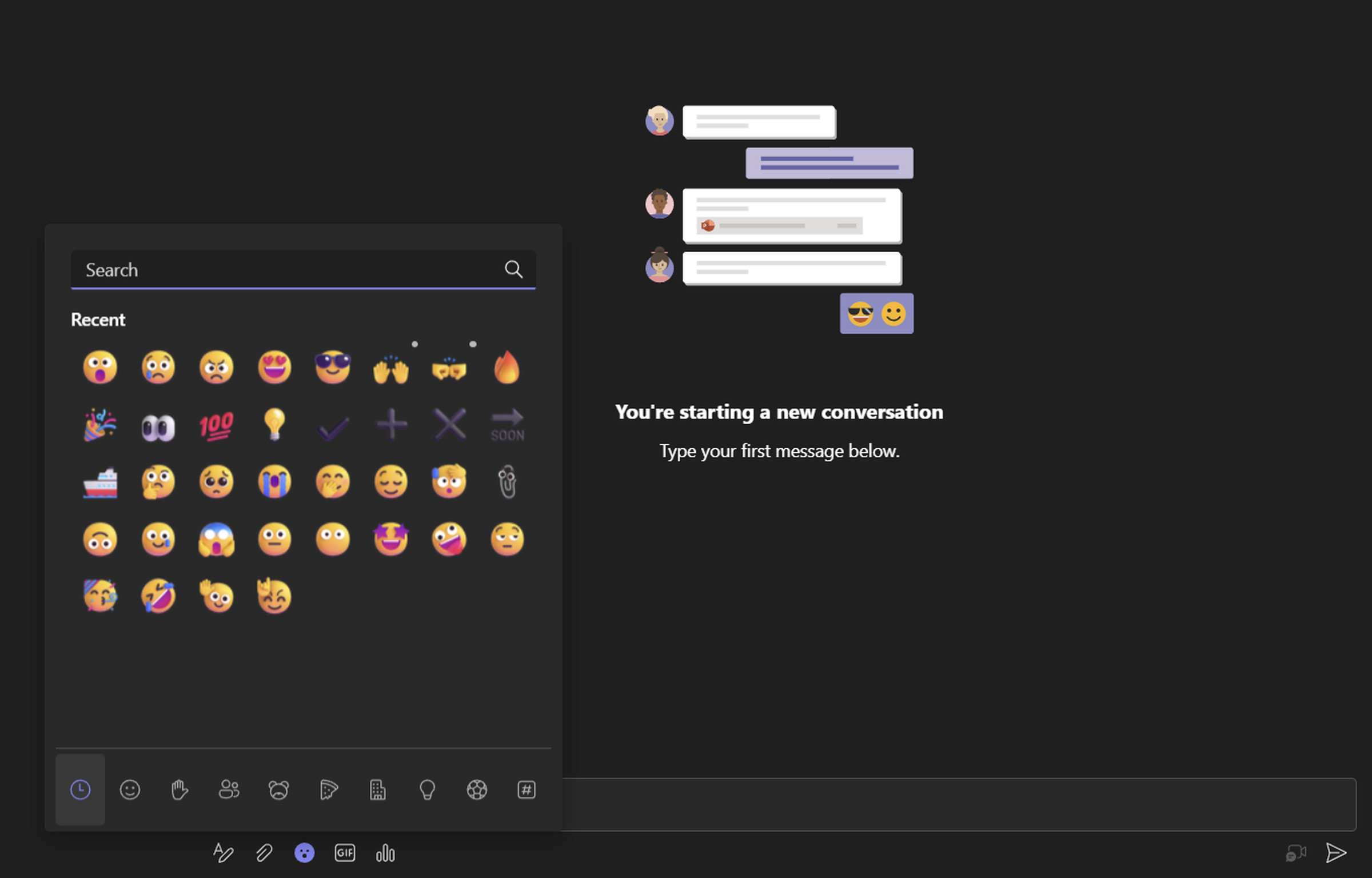 Microsoft Teams currently only supports official Unicode emoji.