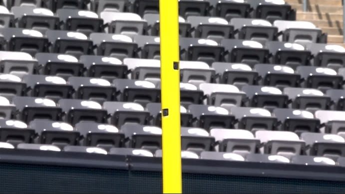 Three cameras installed on each goal post will provide a unique perspective on Super Bowl Sunday. (Photo courtesy of CBS)