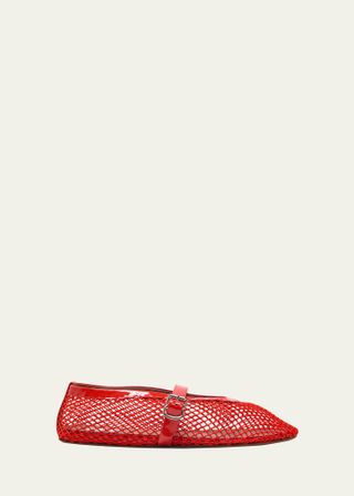 Alaia red mesh ballerinas