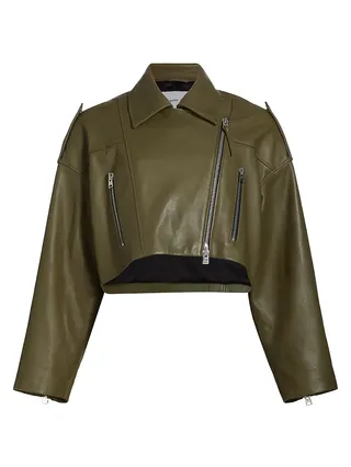 Shoreditch Ski Club X Agolde Remi Leather Cropped Jacket