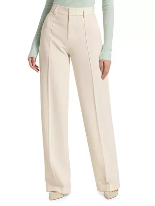 Crepe Pintuck Wide-Leg Pants