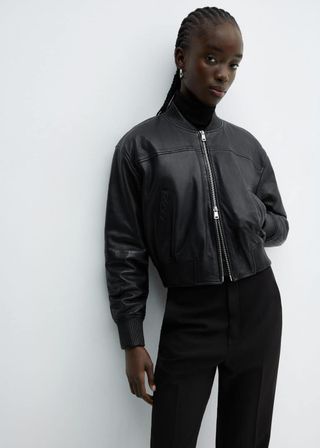 Leather Bomber Jacket - Women