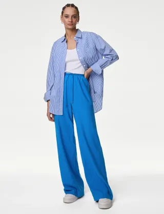 M&S Collection, Linen Blend Wide Leg Trousers