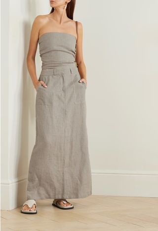 FAITHFULL THE BRAND, + Net Sustain Praiyah Strapless Shirred Linen Top