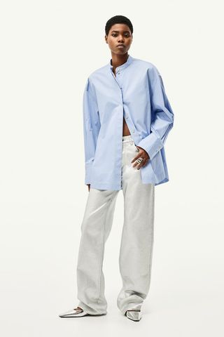 Oversized Band Collar Shirt