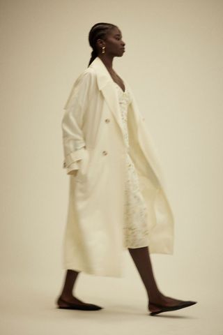 Linen-Blend Trench Coat