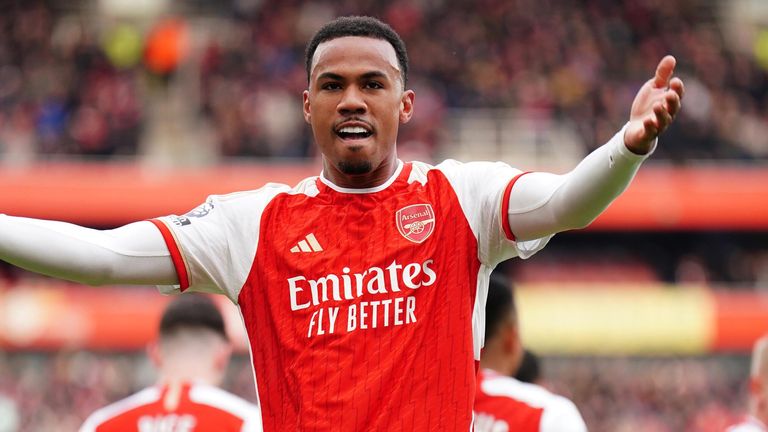 Gabriel Magalhaes celebrates after scoring Arsenal's opening goal against Crystal Palace