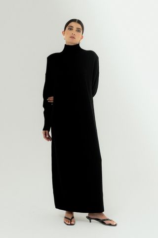 Zea Turtleneck Dress, Black