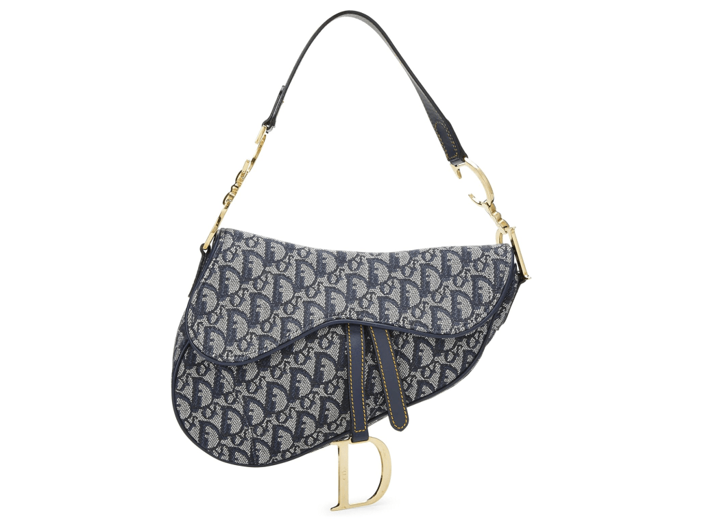 Dior Pre-Loved Blue Trotter Canvas Saddle Bag, Navy