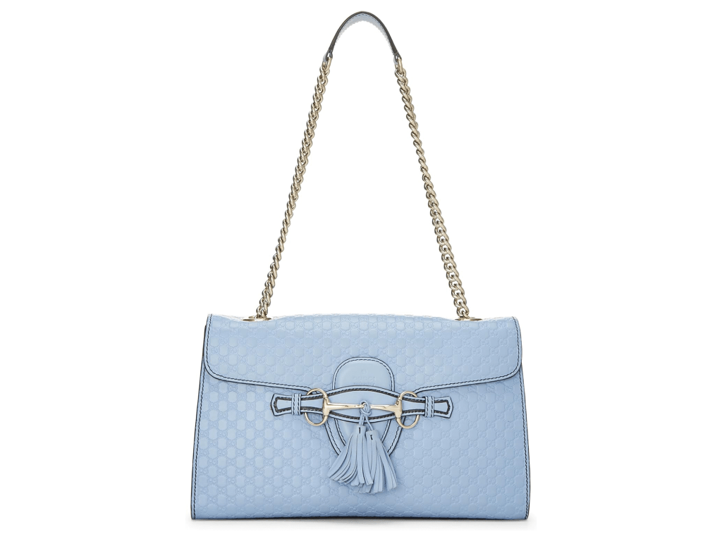 Gucci Pre-Loved Blue Microguiccisima Leather Emily Chain Shoulder Bag, Blue