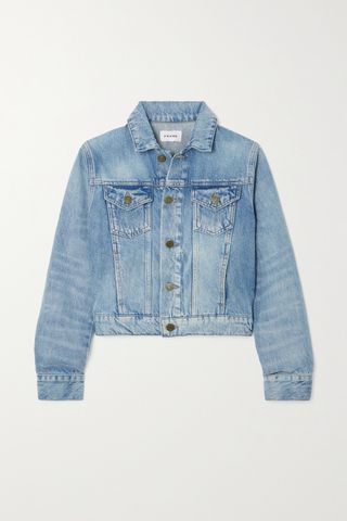 Shrunken Trucker Cropped Denim Jacket by Frame